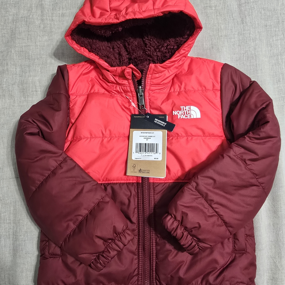 The North Face Red and Brown Puffer Jacket